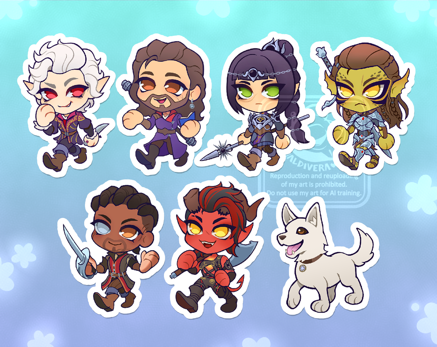 Baldur's Gate 3 Companions Stickers Fanart by ValdiVera