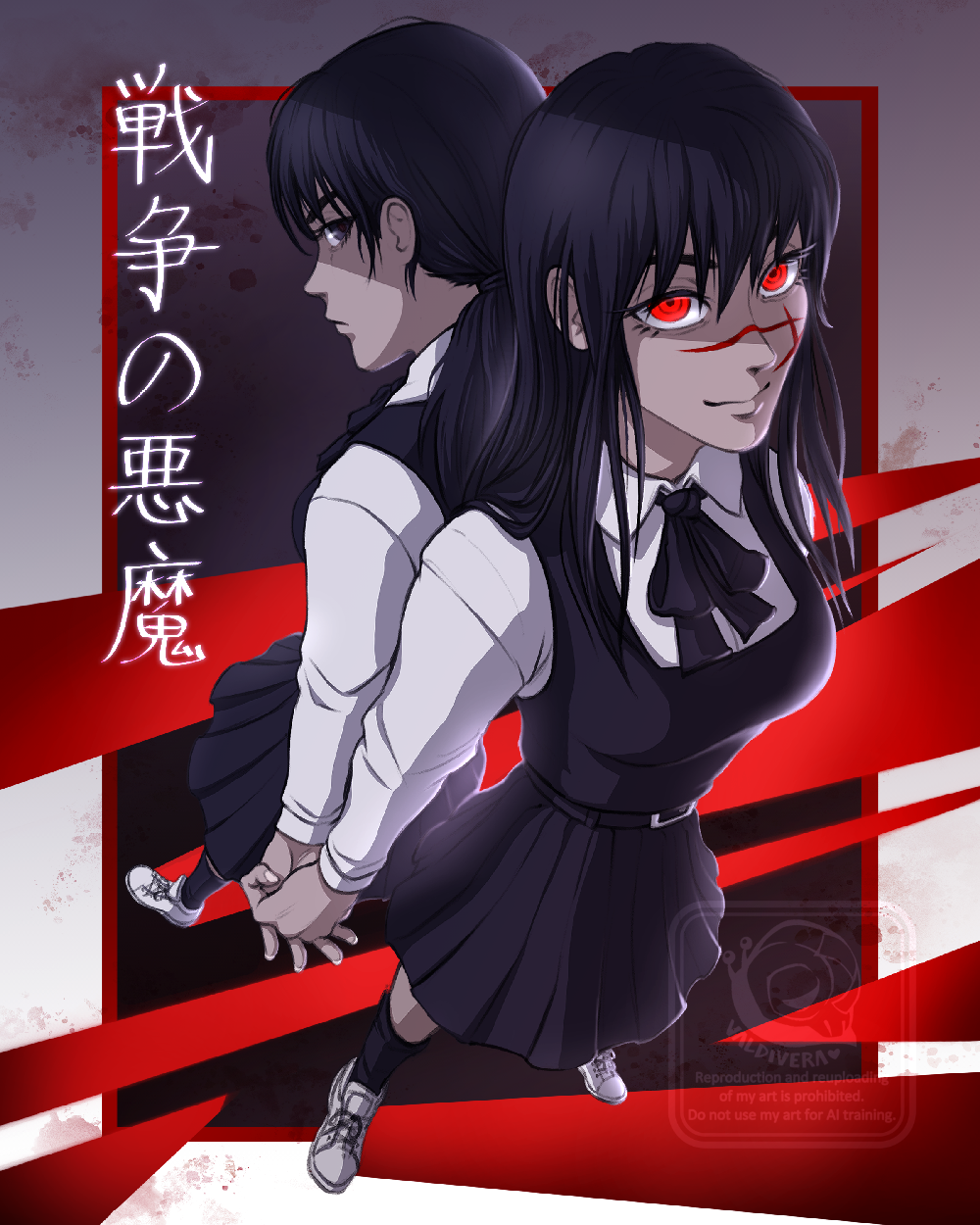 Chainsaw Man Asa Yoru War Devil Fanart by ValdiVera