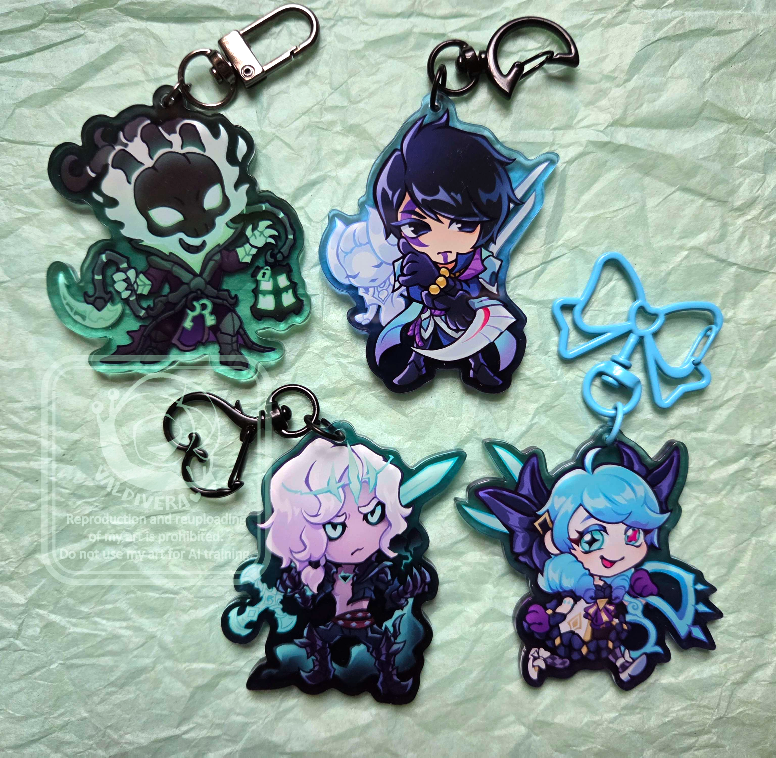 League of Legends fanart Thresh Aphelios Alune Viego Gwen Acrylic Charms ValdiVera